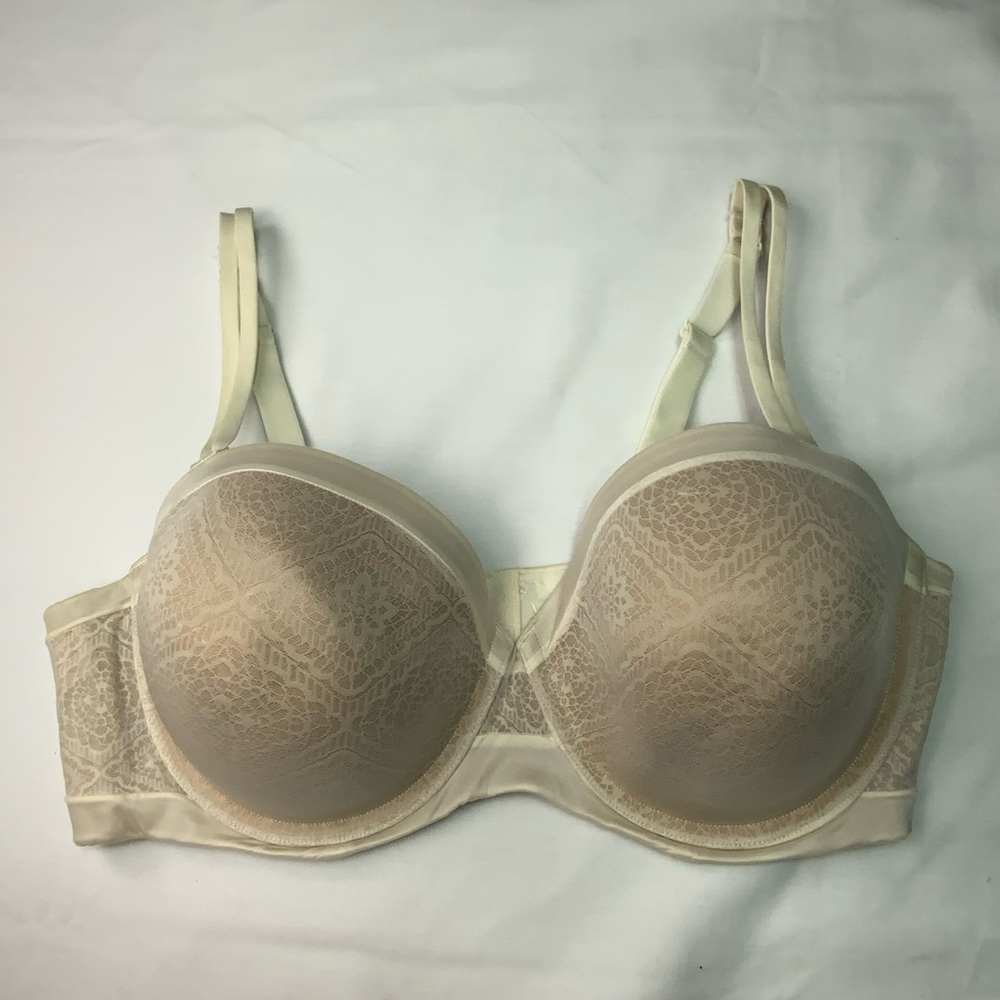 Ambrielle Cream Lace Full Coverage Bra Multi-way Convertible Straps Underwired